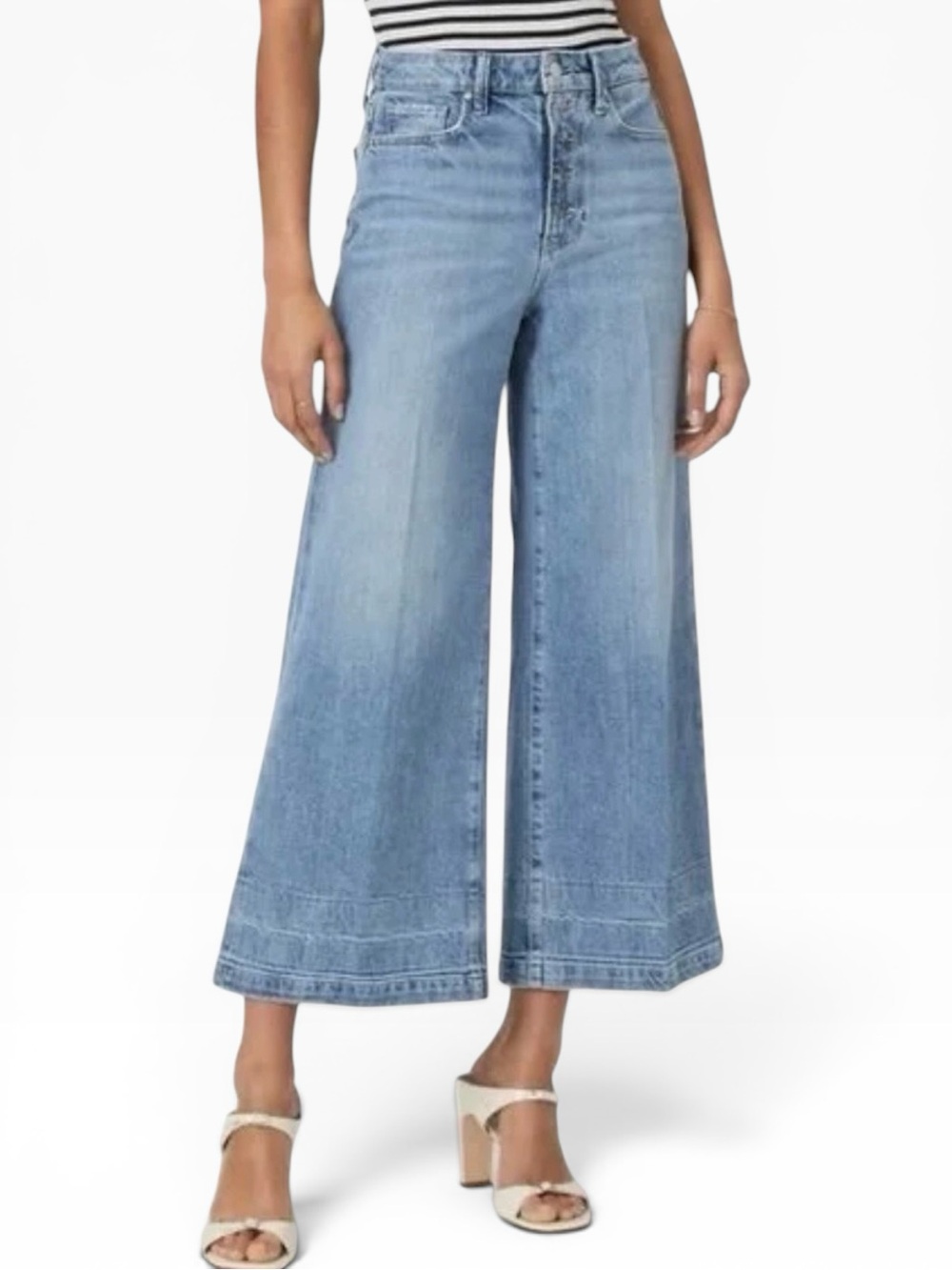 PAIGE Harper High Waist Wide Leg Ankle Jeans Larissa Medium Light Wash Size 28